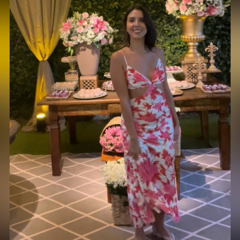 Hello Molly Pink and White Backless Dress